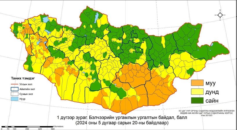 Бэлчээрийн ургамал дунд зэрэг ургажээ