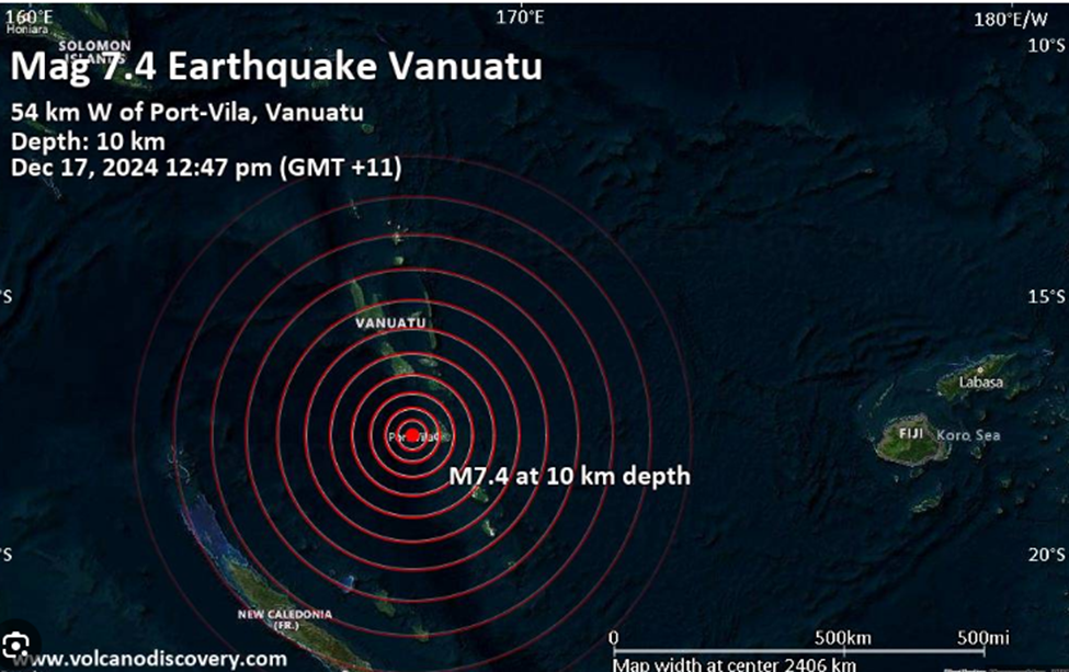 Вануату Улсад 7.4 магнитудын хүчтэй газар хөдлөлт боллоо
