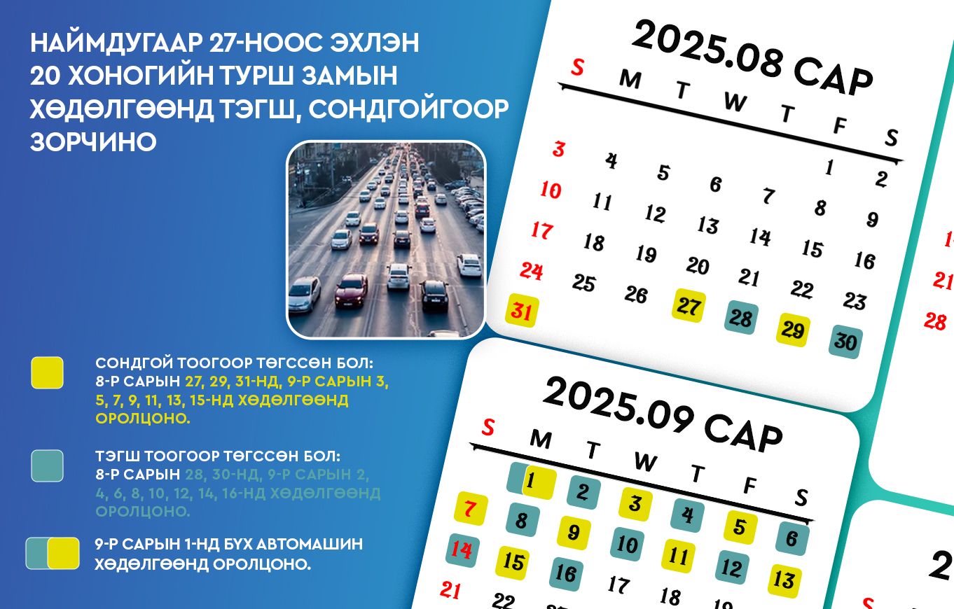 Дугаарын тэгш, сондгойгоор нь явуулах хязгаарлалт 20 хоног үргэлжилнэ