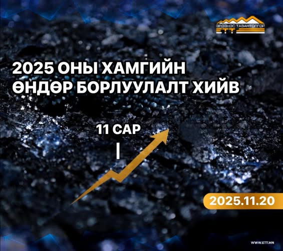 ЭТТ: 2025 оны хамгийн өндөр нүүсрний борлуулалтыг энэ сард хийлээ