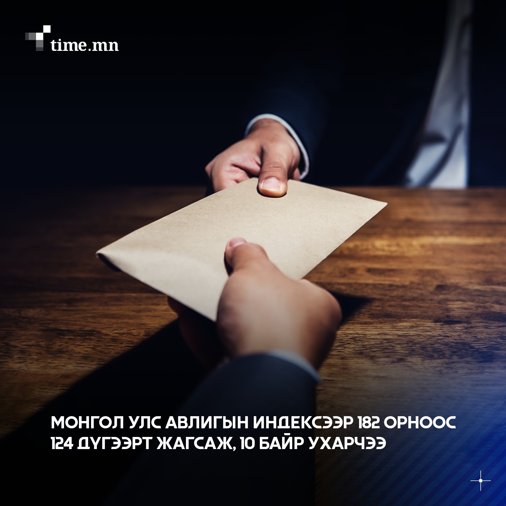 Монгол Улс авлигын индексээр 182 орноос 124 дүгээрт жагсаж, 10 байр ухарчээ